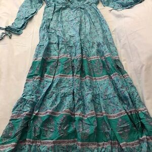 Chic Floral Maxi Dress in Teal and Purple